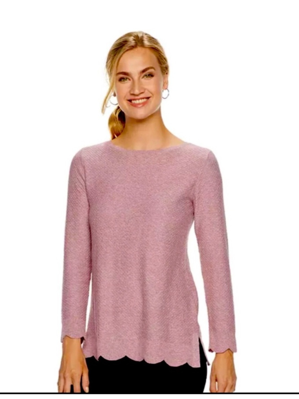 NWT Elle pink scallop hem sweater size medium